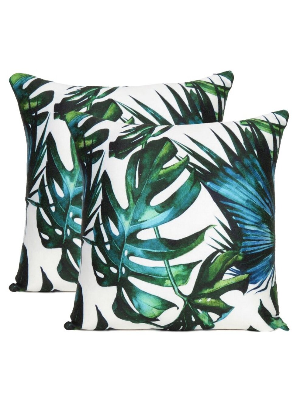 Oussum Stylish Pillow Case Cotton Leaf Print Zipper Close Cushion Cover Set of 2